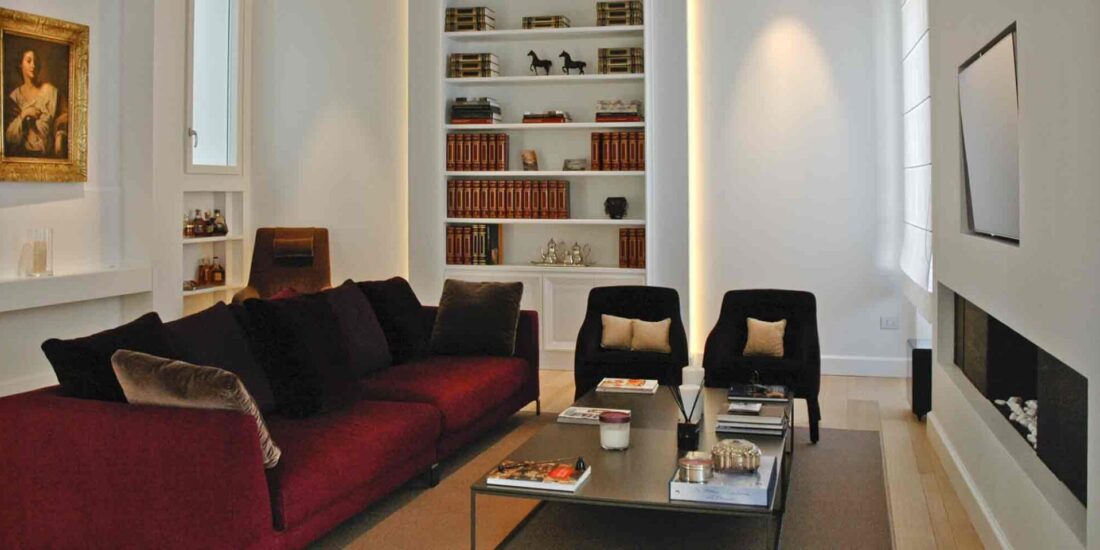 Salone appartamento Napoli con parquet in quercia francese